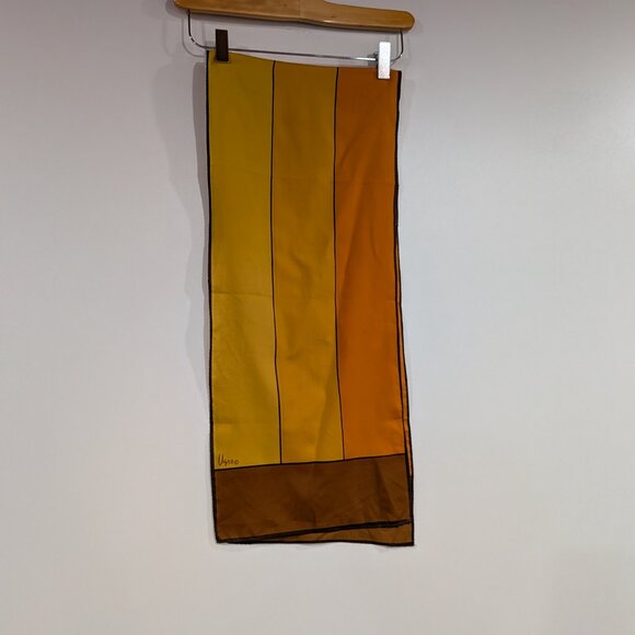 Vera Neumann Long Scarf Orange Yellow Brown VINTAGE - Picture 2 of 3